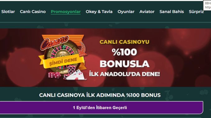 Anadolu Canlı Casino'dan Yüzde 100 Bonus